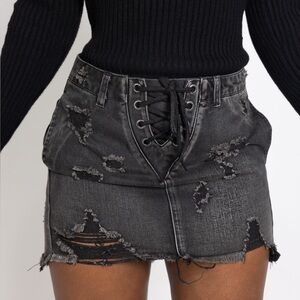Hayden Black Distressed Denim Skirt NWT Size Large